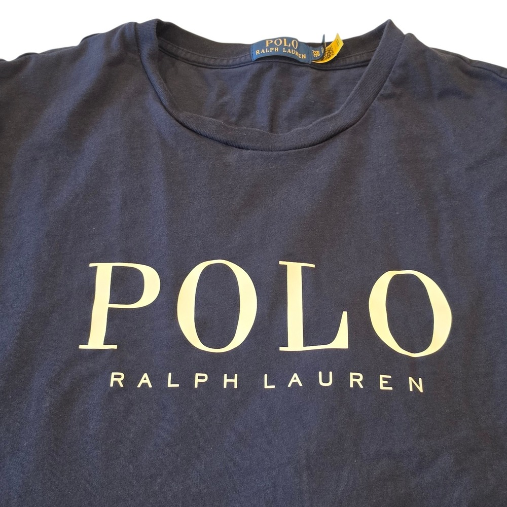 Polo Ralph Lauren Mens T-Shirt Navy Blue Big & Tall Logo Graphic Tee 2XB